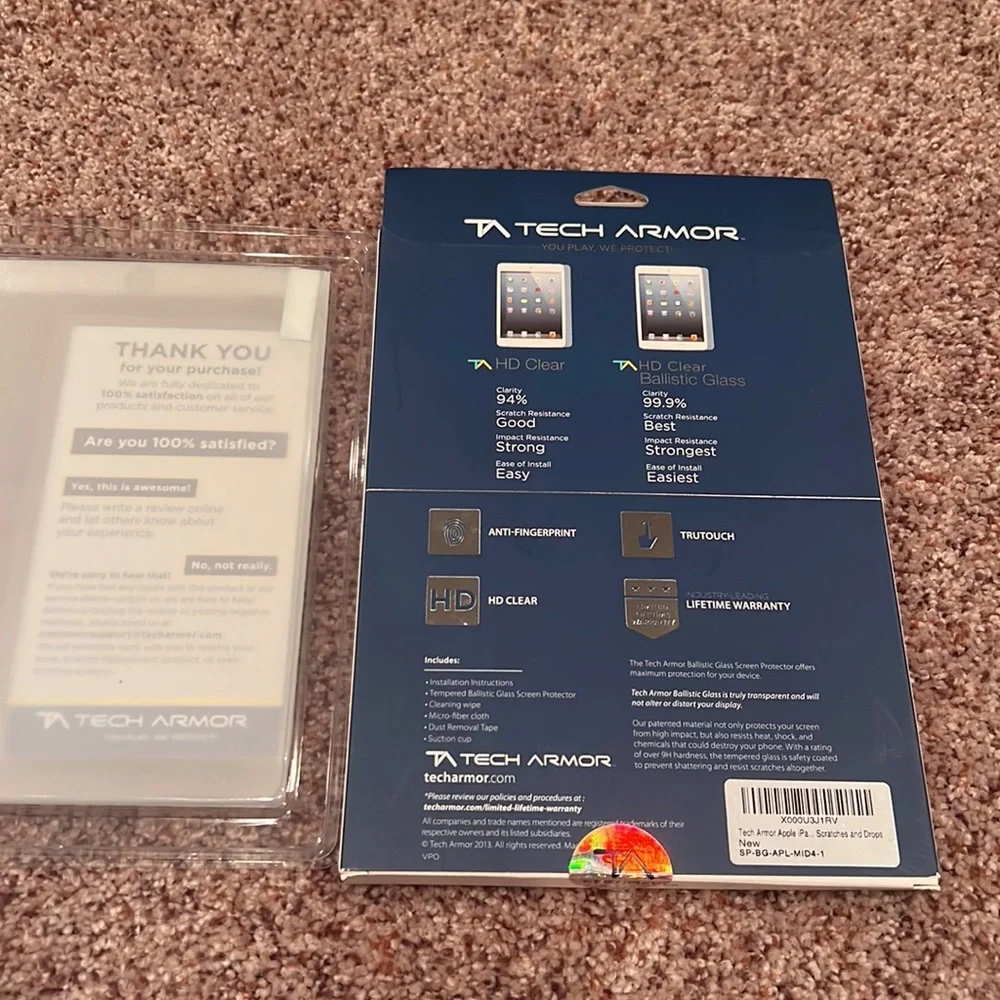 Tech Amor apple iPad mini 4. HD ballistic glass screen protector NIB